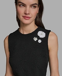 Karl Lagerfeld Paris Women's Crew Neck Jacquard Ruffle Hem Dress