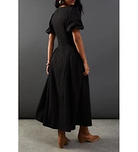 Warehouse Women's Seersucker Puff Sleeve Midi Dress