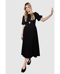 Warehouse Women's Seersucker Puff Sleeve Midi Dress