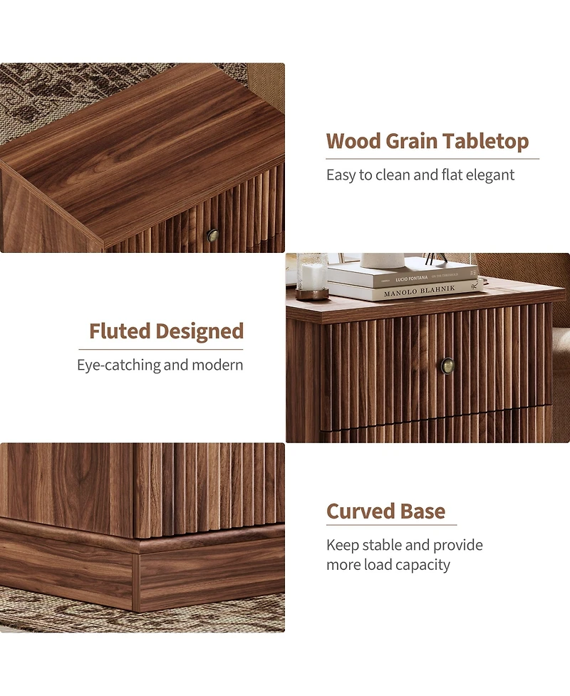 gaomon Adult 2-Drawer Nightstand, Engineered Wood Storage Bedside Table