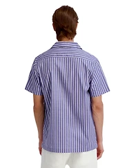 Karl Lagerfeld Paris Men's Printed Floral Stripe Camp Collar Shirt