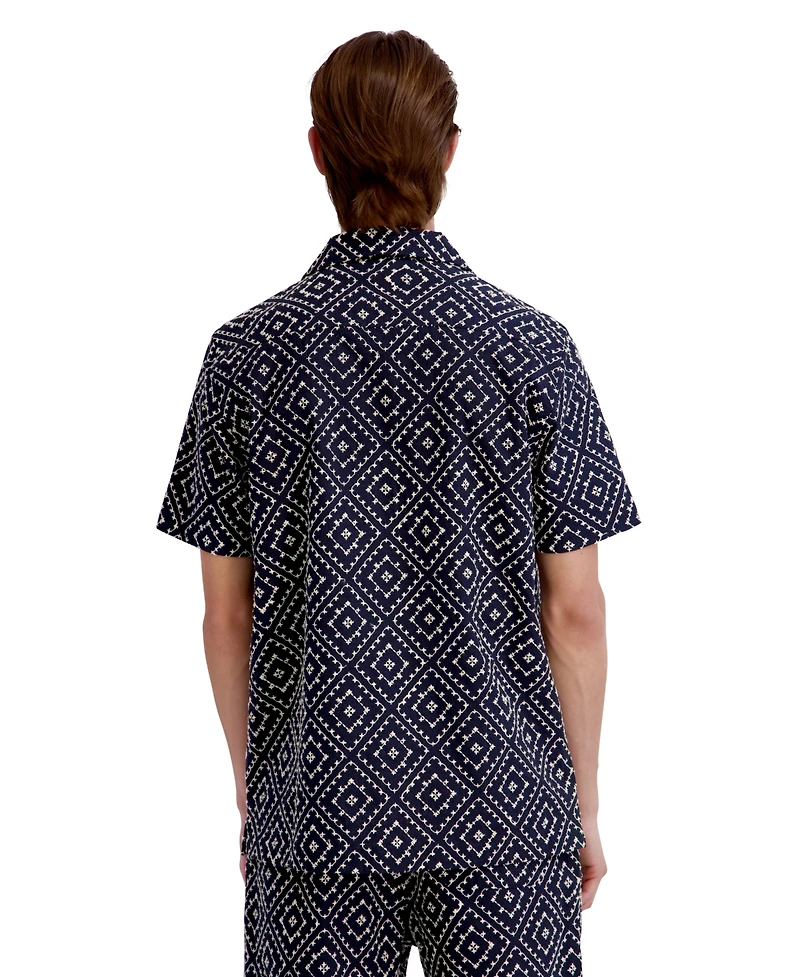 Karl Lagerfeld Paris Men's Embroidered Diamond Button-Down Shirt