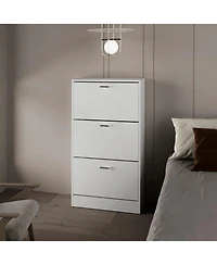 Fm Furniture Shoe Rack, 3 Flip-Down Compartments, Slim Vertical Design, Organizer