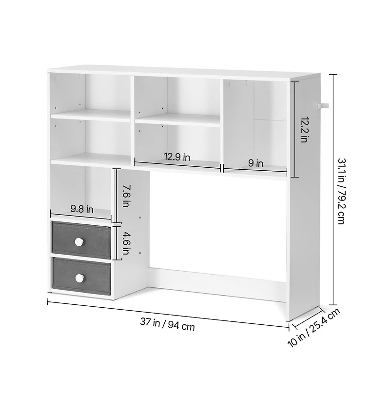 Sugift 3 Tier Desktop Bookshelf 37 x 10 x 31.1 in Office Storage Organizer