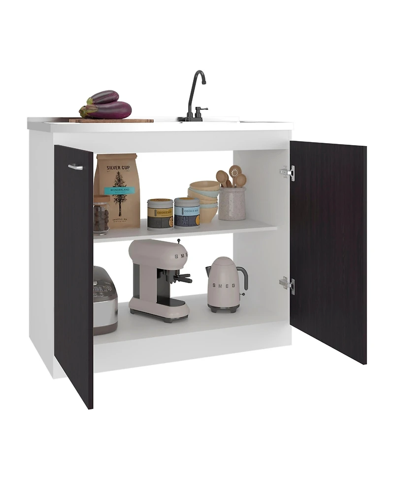 Fm Furniture Extremo Kitchen Storage Cabinet with 2 Doors and 3 Shelves