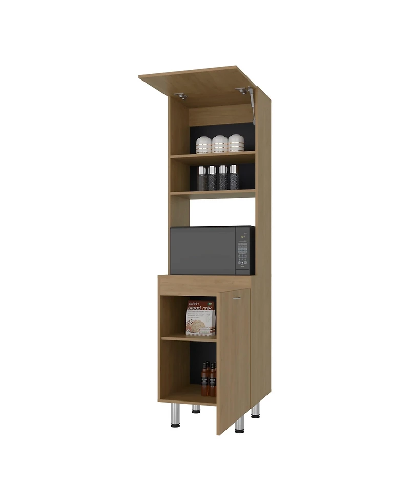 Fm Furniture Arlo Multi-Purpose Tall Storage Cabinet with Open Shelving and Lower Cabinet