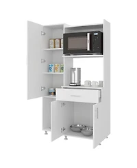 Fm Furniture Regrets Kitchen Storage Cabinet with Microwave Shelf, Drawer, and Open Compartments