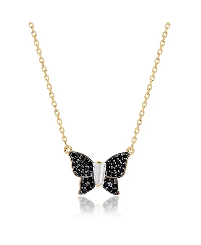 Suzy Levian New York Pave Cubic Zirconia Tapered Baguette Butterfly Necklace Sterling Silver