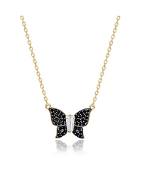 Suzy Levian New York Pave Cubic Zirconia Tapered Baguette Butterfly Necklace Sterling Silver