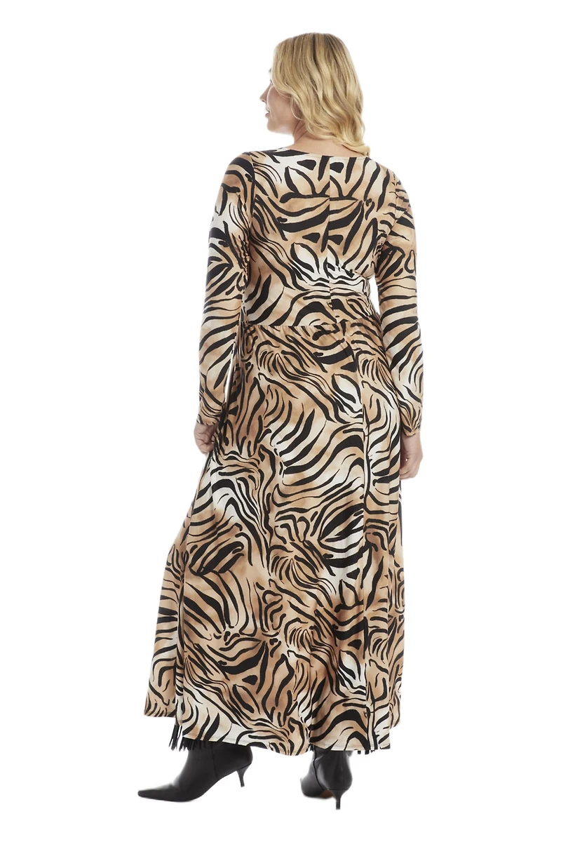 June + Vie Women's V Neck Midi Dress