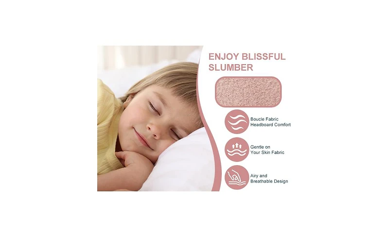 Homfan Modern Boucle Upholstered Kids Bed Frame - Arch Headboard, Wooden Slats, No Box Early Season Needed, Easy Assembly