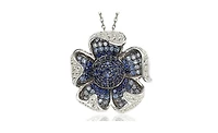 Suzy Levian New York Sterling Silver Pave Sapphire Flower Pendant