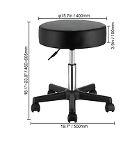 Sugift Adjustable Height Rolling Stool with 400 lbs Capacity, 15.7 in Pu Leather Cushion, 5 Swivel Casters