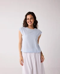 Reistor Women's Button-Back Crew Neck Top