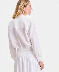 I.n.c. International Concepts Women's Ramie Button-Front Tie-Hem Shirt, Macy's Exclusive