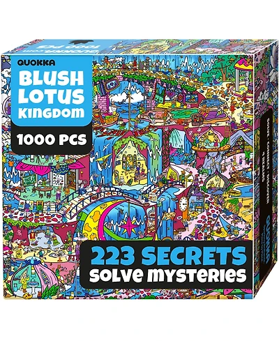 Quokka 1000 Piece Puzzle for Adults with 223 Hidden Secrets & Audio Story – Blush Lotus Kingdom