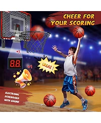 HopeRock Indoor Basketball Hoop for Kids, Over The Door Mini Basketball Hoops, with Led Light, Scoreboard, Birthday Toys Gifts