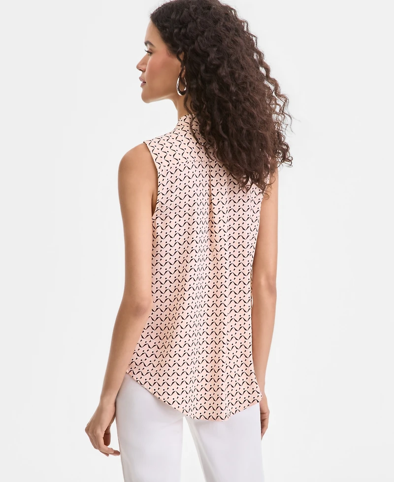 I.n.c. International Concepts Women's Sleeveless Printed Faux-Wrap Blouse