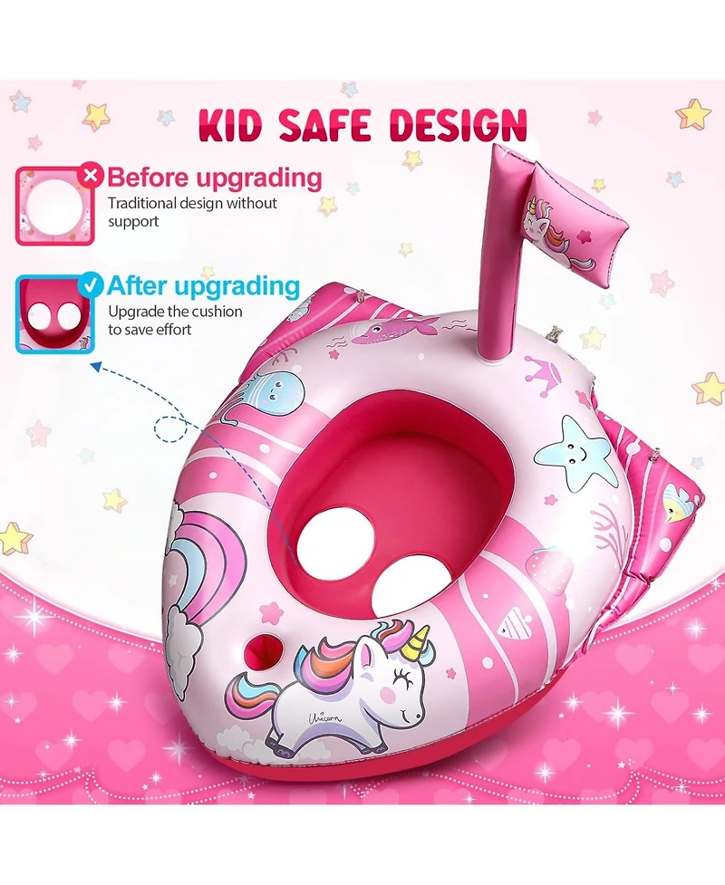 HopeRock Unicorn Pool Floats for Toddlers and Kids, with Water Gun, Pool Toys for Old Girls