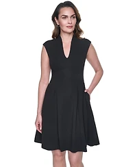 Vince Camuto Women's Scuba Crepe V-Neck Dress