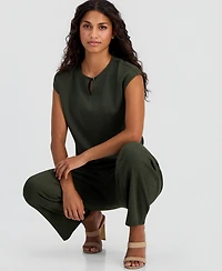 Anne Klein Essentials Petite Keyhole Neck Top
