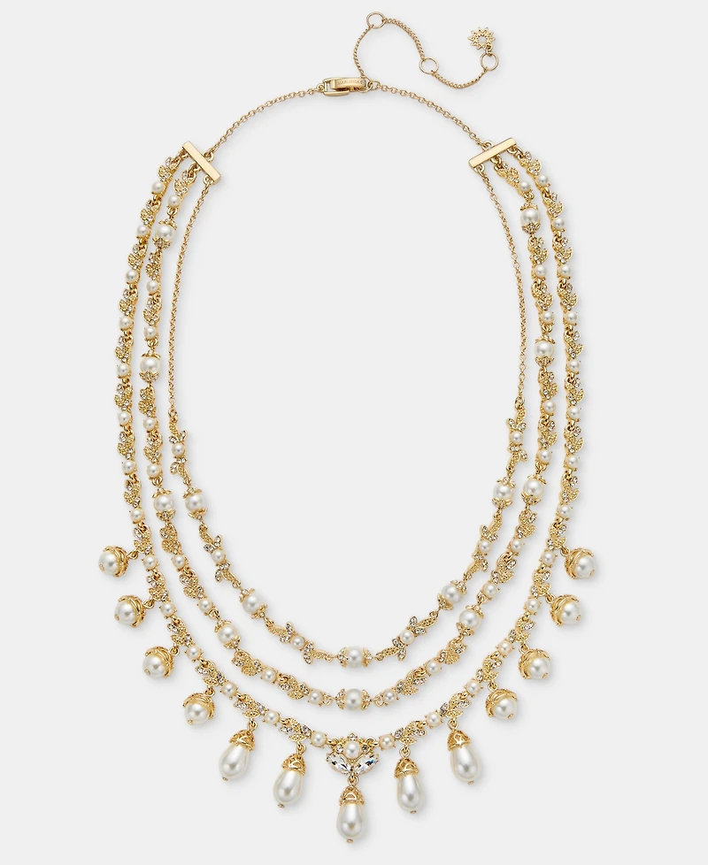 Lauren Ralph Lauren Crystal & Imitation Pearl Layered Statement Necklace, 18" + 3" extender