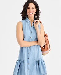Style & Co Women's Cotton Chambray Sleeveless Dress, Macy's Exclusive