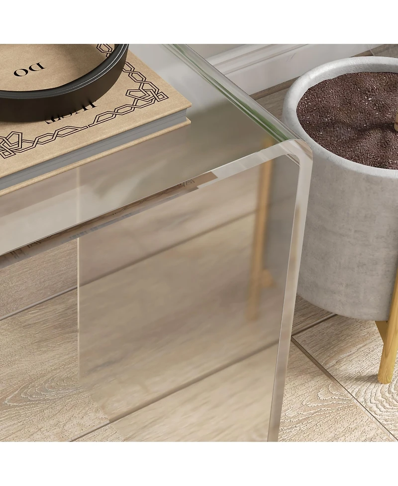 Homcom Clear Acrylic Side Table Waterfall End Table with Rounded Edges