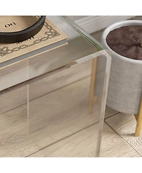 Homcom Clear Acrylic Side Table Waterfall End Table with Rounded Edges