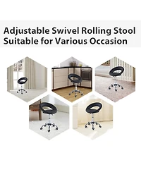 Homcom Adjustable Swivel Hydraulic Leather Salon Stool Rolling Chair,
