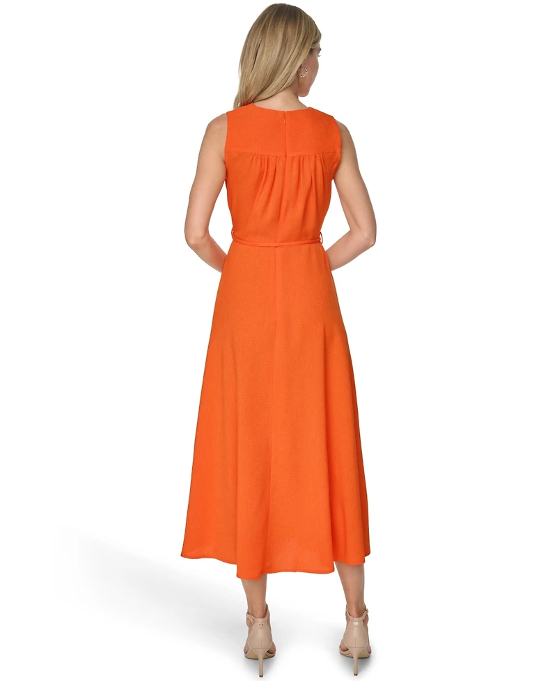 Calvin Klein Women's V Neck Midi Dress