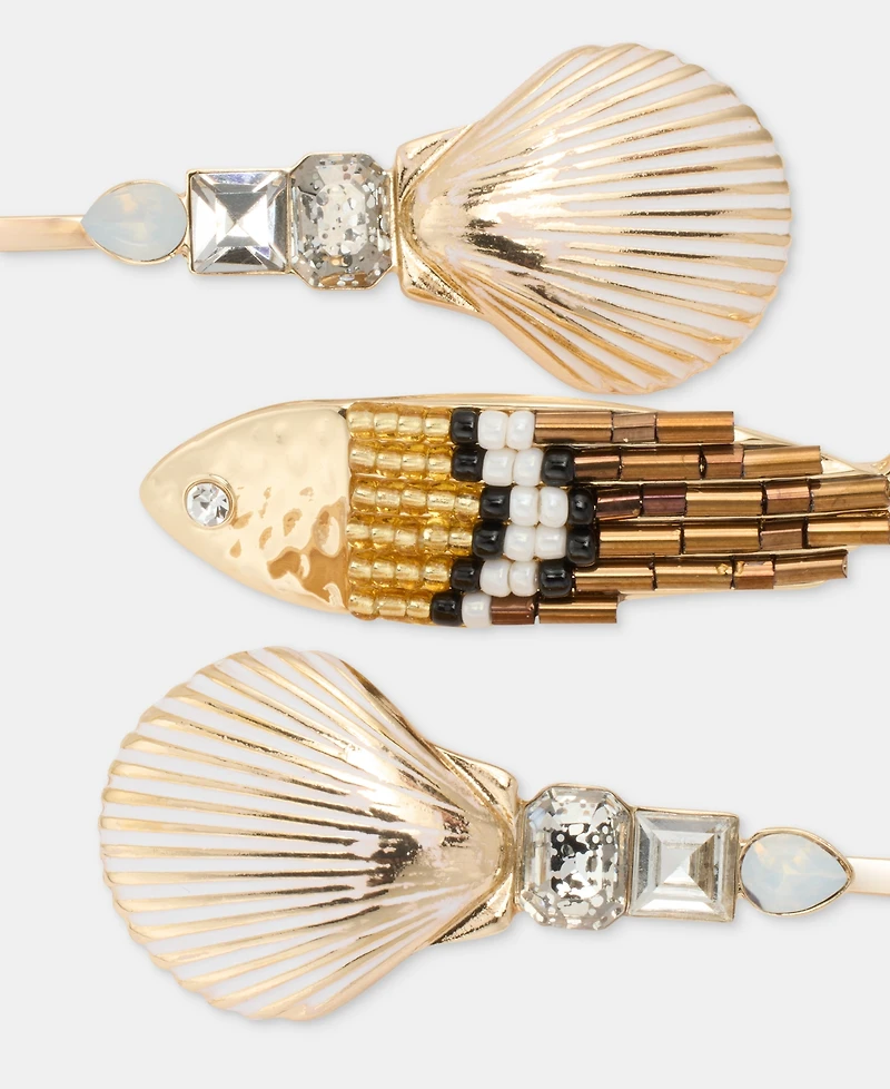 lonna & lilly 3-Pc. Beaded Sealife Bobby Pin Set