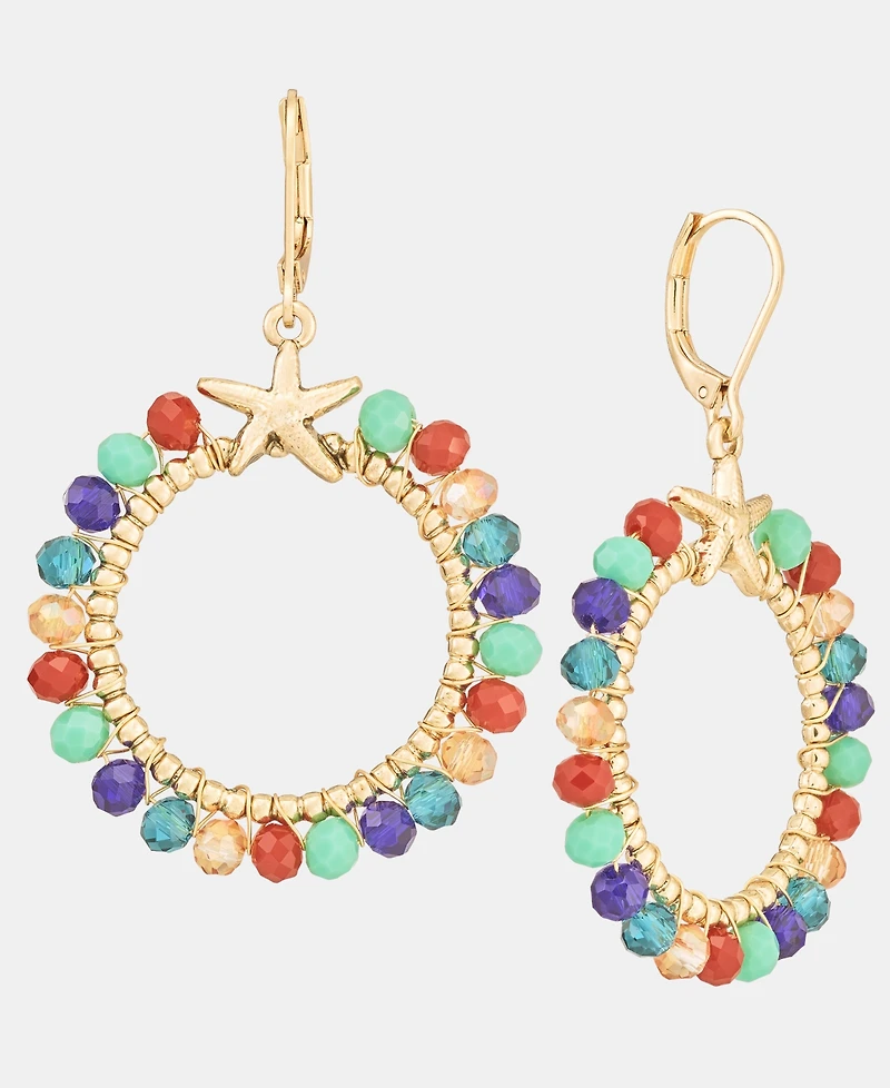 lonna & lilly Beaded Starfish Open Drop Earrings