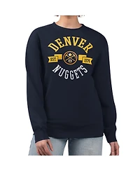 G-iii 4Her by Carl Banks Women's Navy Denver Nuggets Large Team Logo Graphic Fleece Pullover Sweatshirt
