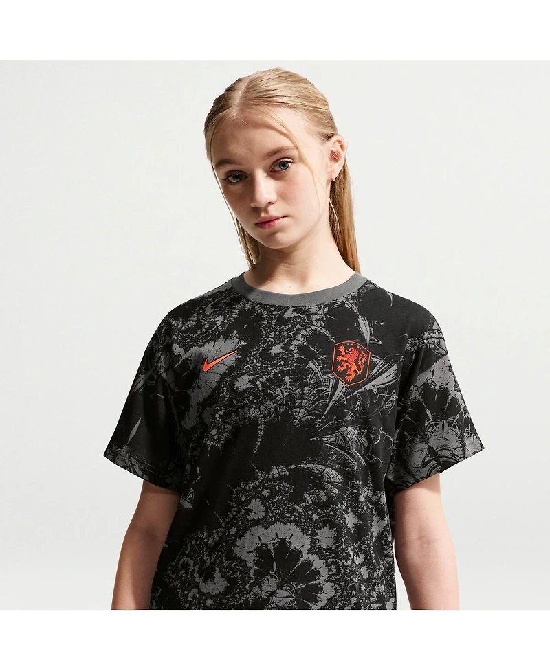 Nike Big Boys and Girls Gray Netherlands National Team Allover Print T-Shirt