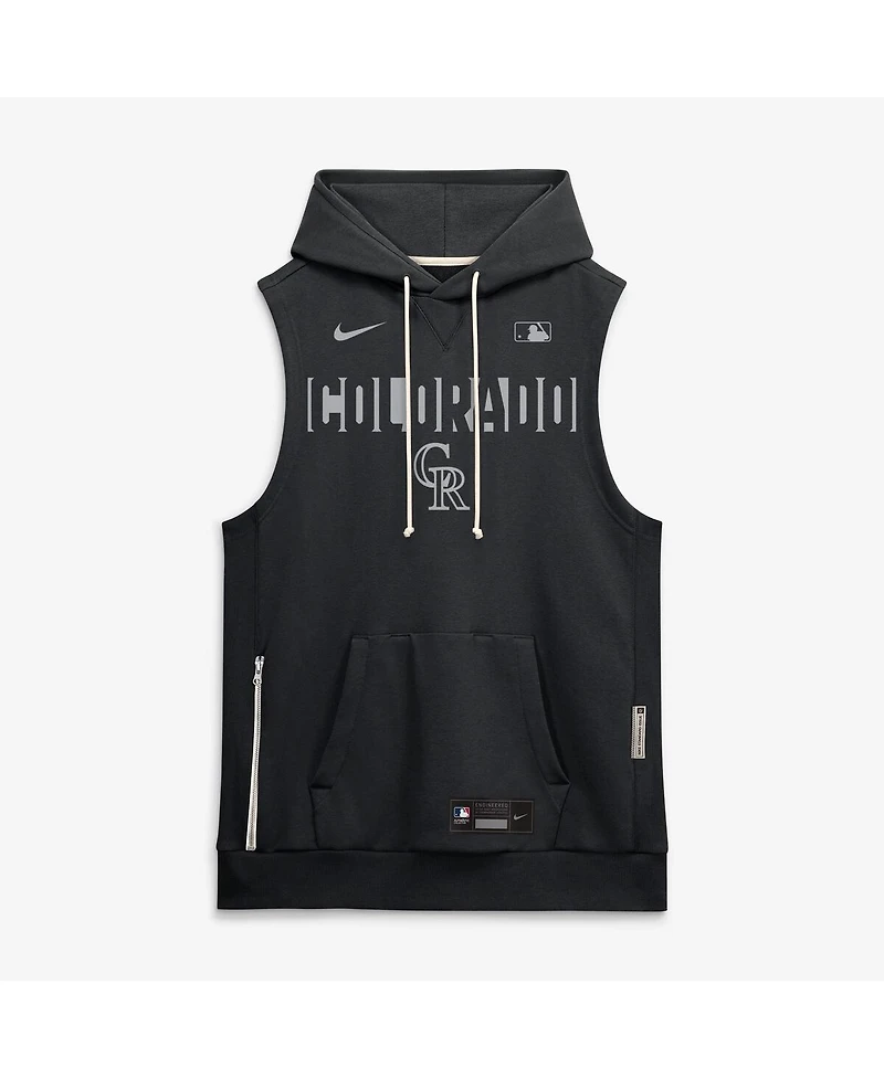 Nike Men's Black Colorado Rockies Authentic Collection Standard Issue Dri-fit Sleeveless Hoodie