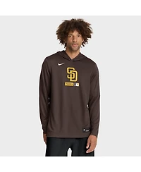 Nike Men's Brown San Diego Padres Authentic Collection Dri-fit Long Sleeve Hooded T-Shirt