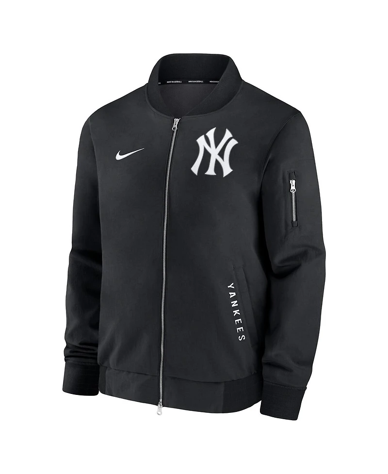 Nike Men's Black New York Yankees Authentic Collection Dugout Relaxed Full-Zip Bomber Jacket