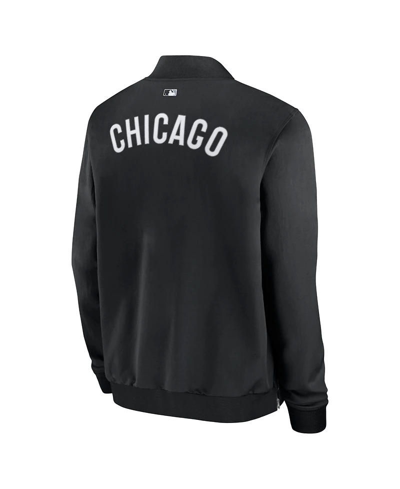 Nike Men's Black Chicago White Sox Authentic Collection Dugout Relaxed Full-Zip Bomber Jacket