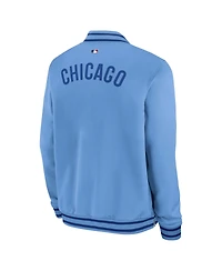 Nike Men's Light Blue Chicago Cubs Authentic Collection Dugout Relaxed Full-Zip Bomber Jacket