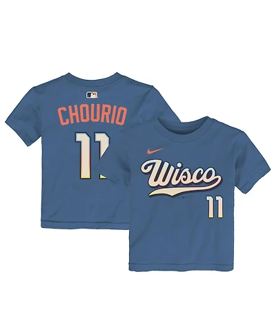 Nike Toddler Jackson Chourio Powder Blue Milwaukee Brewers 2026 City Connect Name Number T-Shirt