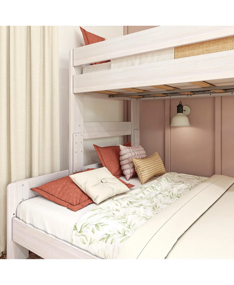 Max & Lily Solid Wood Bunk Bed, Modern Farmhouse Platform Bed Frame For Kids