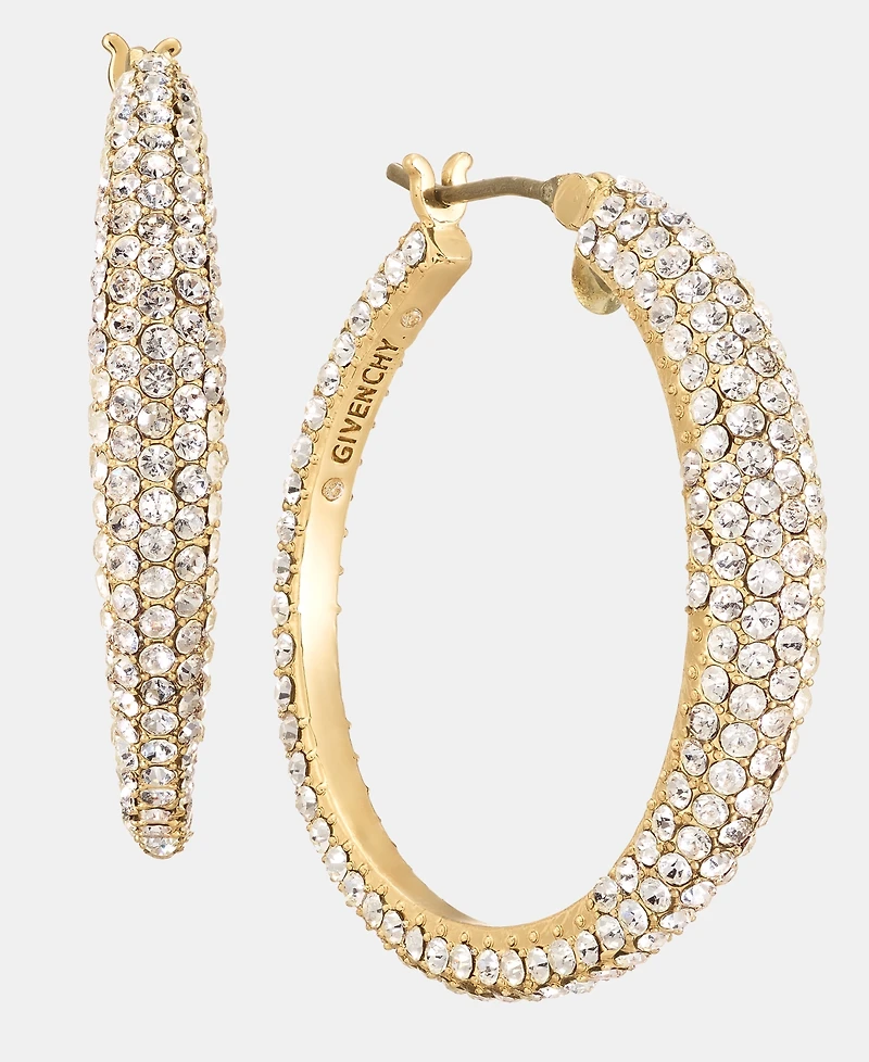 Givenchy Small Pave Hoop Earrings, 1"