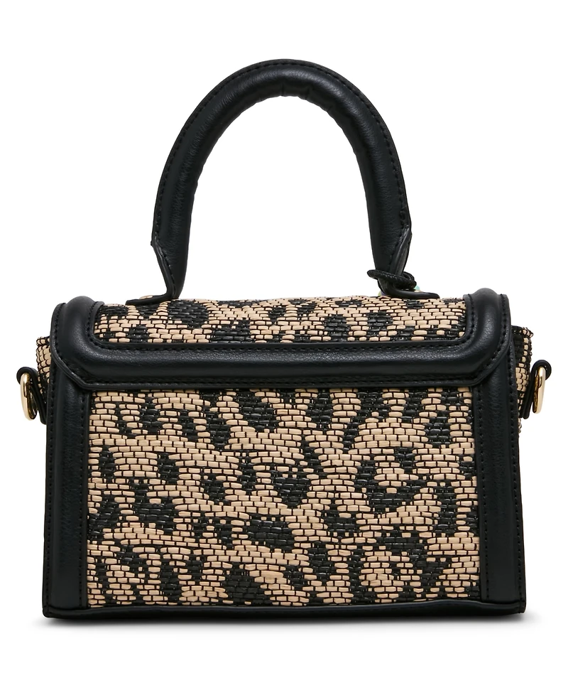Madden Girl Davinas Straw Mini Top Handle Satchel Handbag