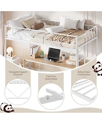 Homfan Metal Loft Bed Frame with Guardrail, Flat Ladder Rungs and Underbed Space, Box Spring Not Required