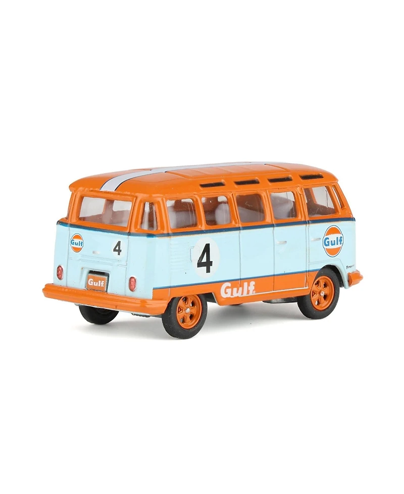 Greenlight 1/64 1964 Volkswagen Samba Bus, Gulf Oil Racing #4, Club Vee-Dub Series 16
