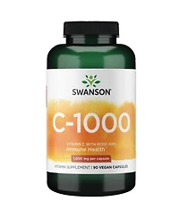 Swanson Vitamin C with Rose Hips 1000 mg Skin, Heart and Immune Support, Natural Formula, 90 Capsules