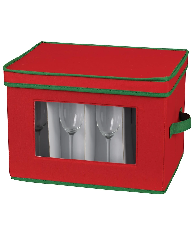 Household Essentials Champagne Flute Storage Box, Windowed Front Panel