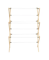 Household Essentials Bamboo Folding Clothes Drying Rack with 11 Dowels