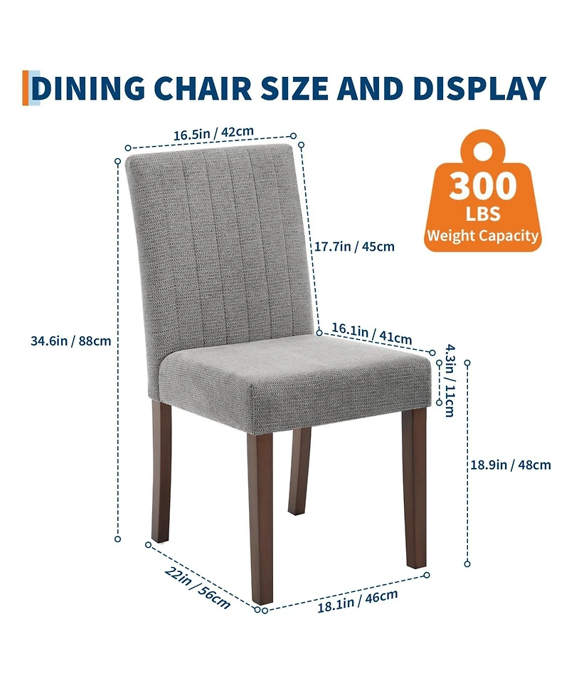 gaomon Set of 6 Modern Linen Fabric Upholstered Dining Chairs, Kitchen Side Chairs with Solid Wood Legs